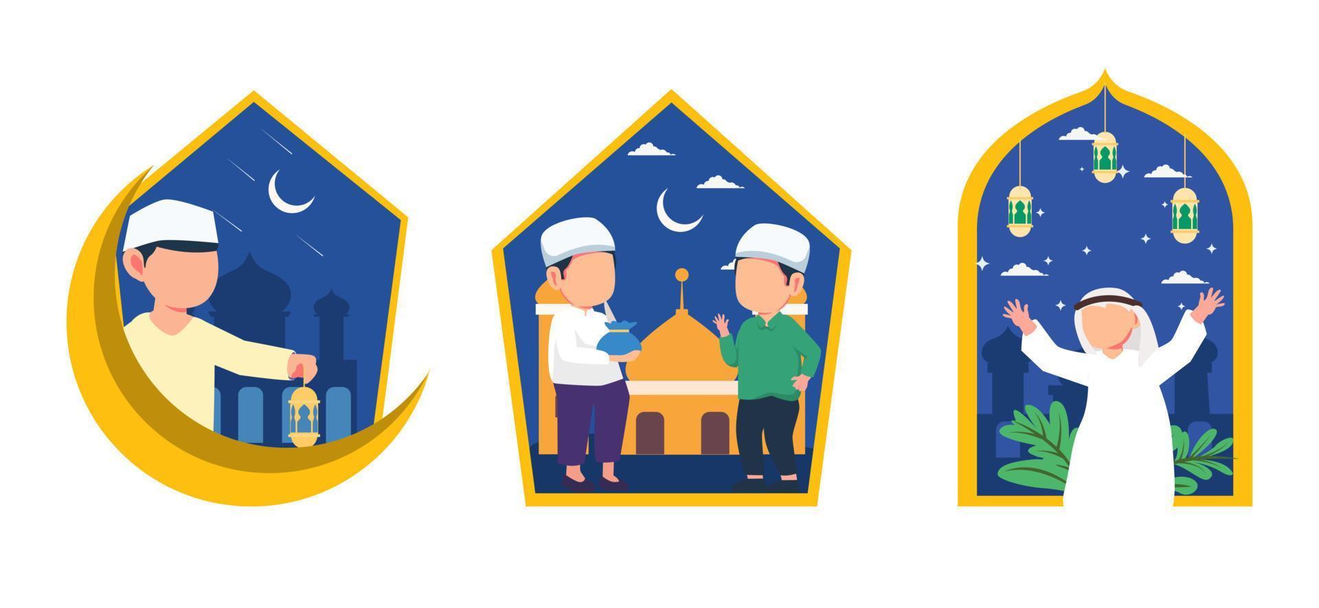 Ramadán kareem plano haz diseño vector