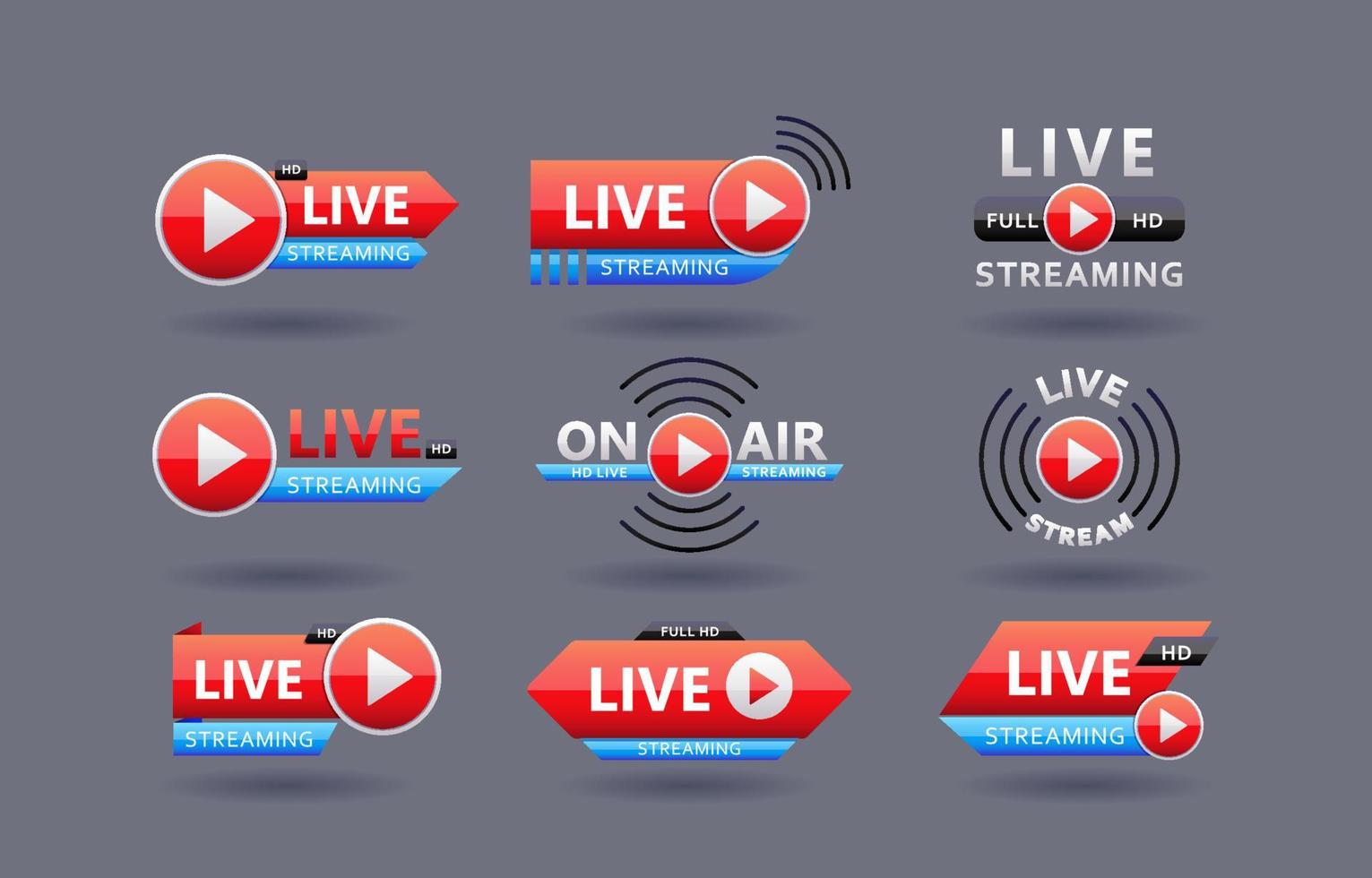 Live Streaming Badge With Play Button vector