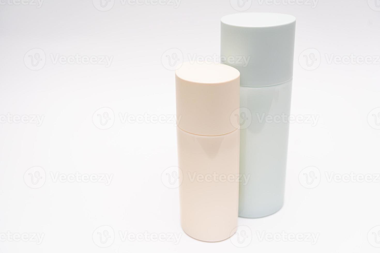 cosmetic products on a white background. Cosmetic package collection for cream, soups, foams, shampoo. skincare healthcare concept on white background. photo