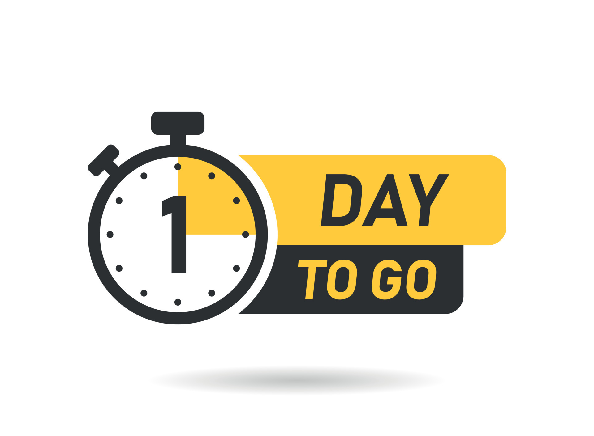 1 day left icon in flat style. Offer countdown date number vector