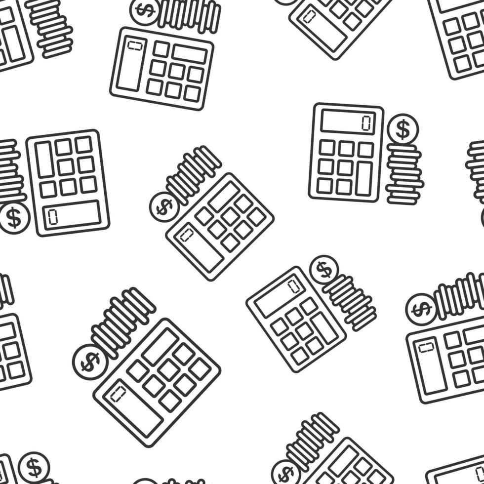 Money calculation icon seamless pattern background. Budget banking vector illustration on white isolated background. Financial payment business concept.