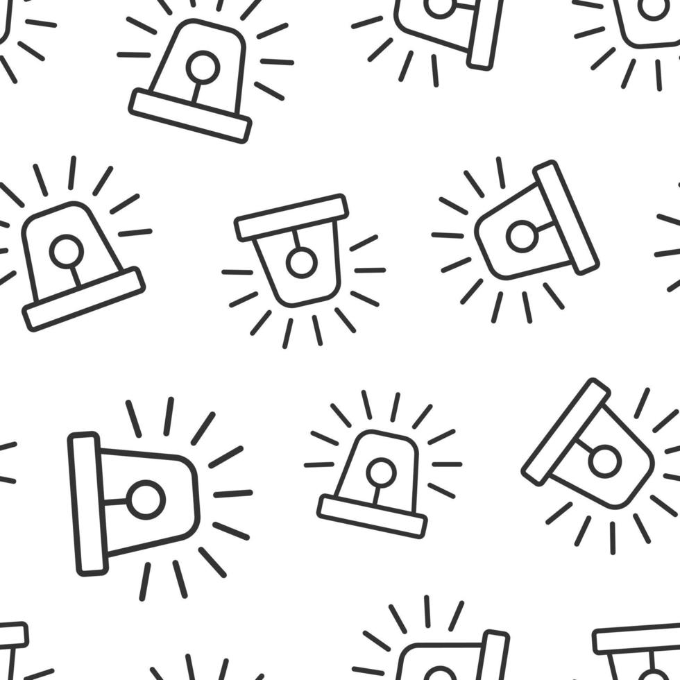 Emergency siren icon seamless pattern background. Police alarm vector illustration on white isolated background. Medical alert business concept.