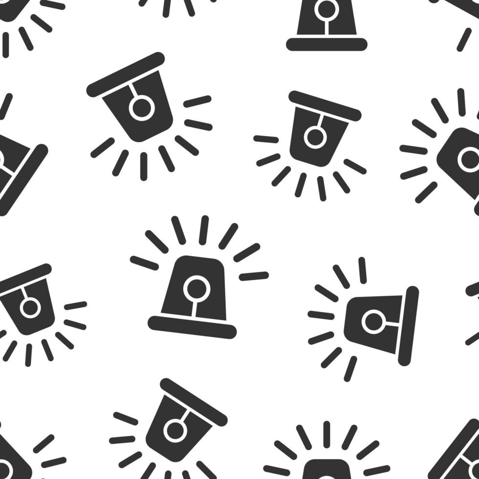 Emergency siren icon seamless pattern background. Police alarm vector illustration on white isolated background. Medical alert business concept.