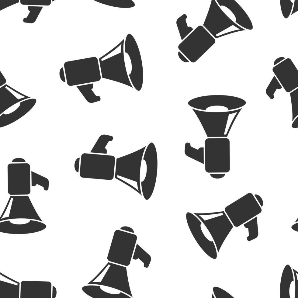 Megaphone speaker icon seamless pattern background. Bullhorn vector illustration on white isolated background. Scream announcement business concept.