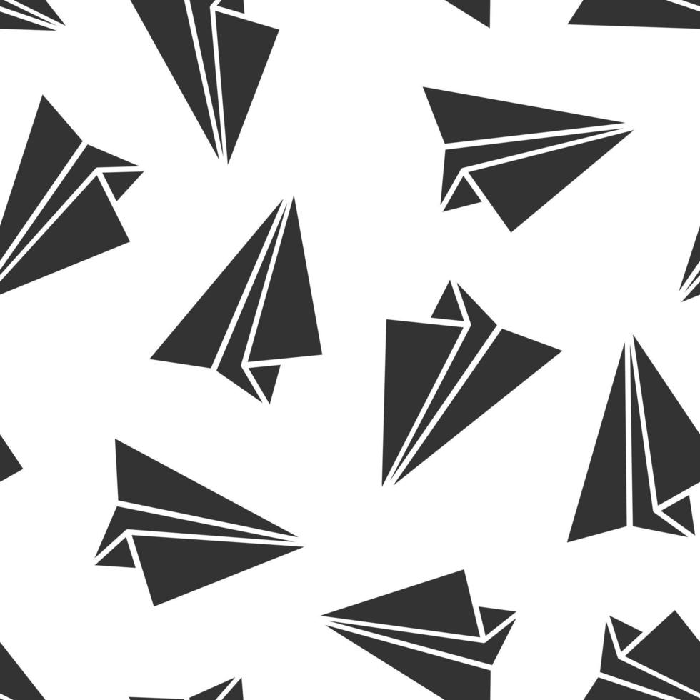 Paper airplane icon seamless pattern background. Plane vector illustration on white isolated background. Air flight business concept.