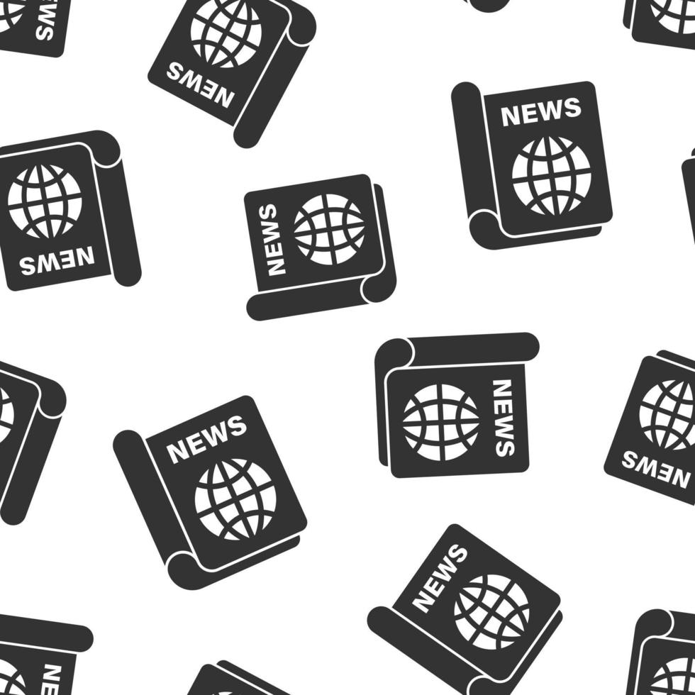 Newspaper icon seamless pattern background. News vector illustration on white isolated background. Newsletter business concept.