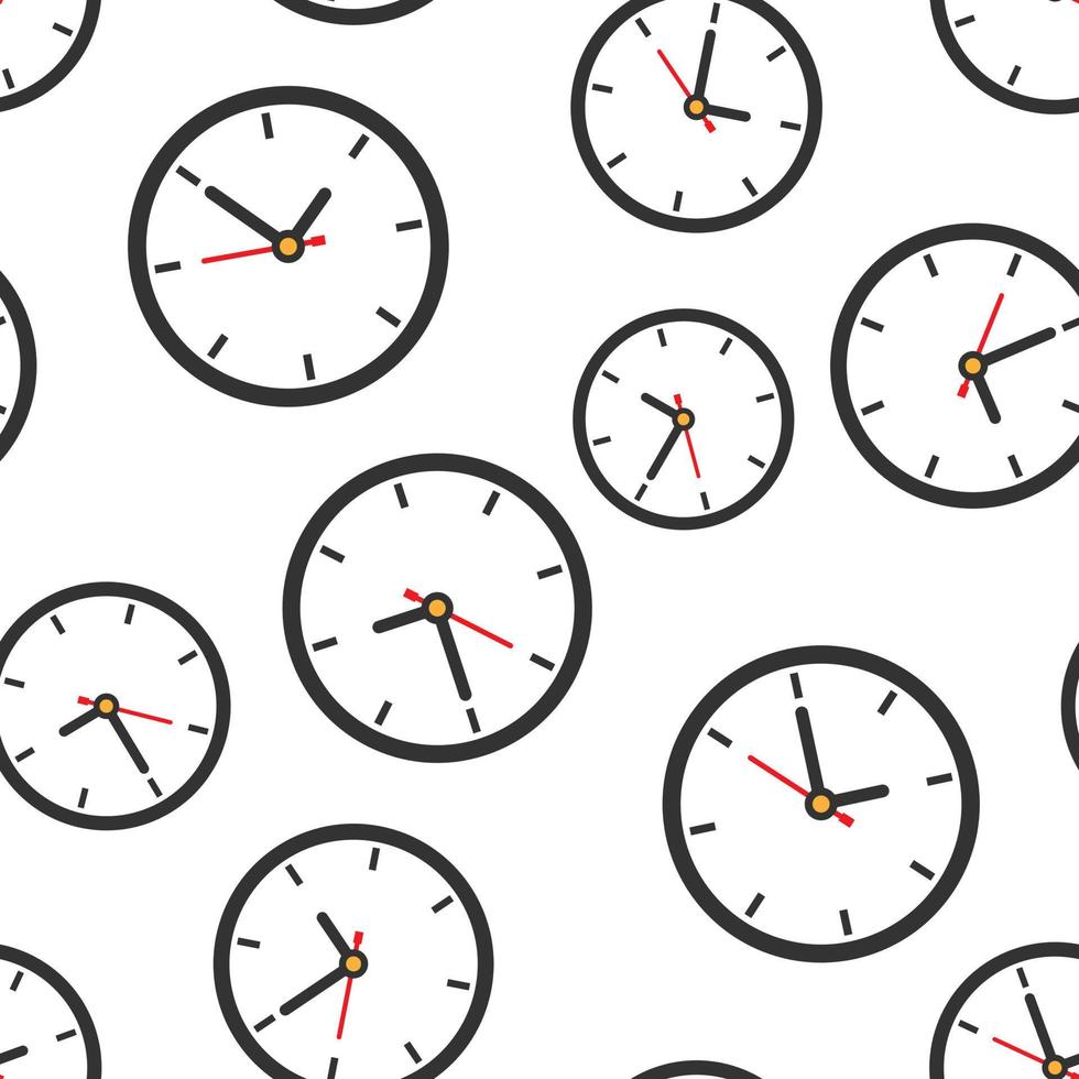 Clock sign icon seamless pattern background. Time management vector illustration on white isolated background. Timer business concept.