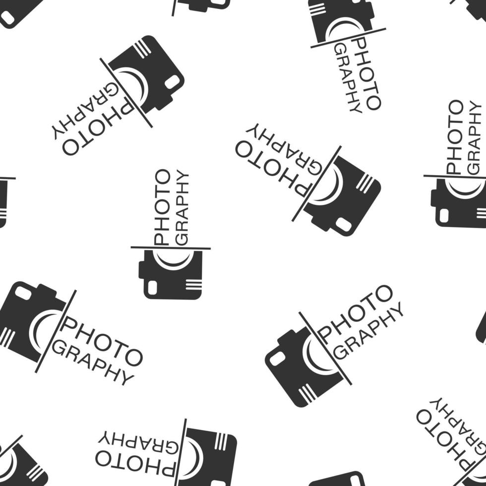 Camera device sign icon seamless pattern background. Photography vector illustration on white isolated background. Cam equipment business concept.