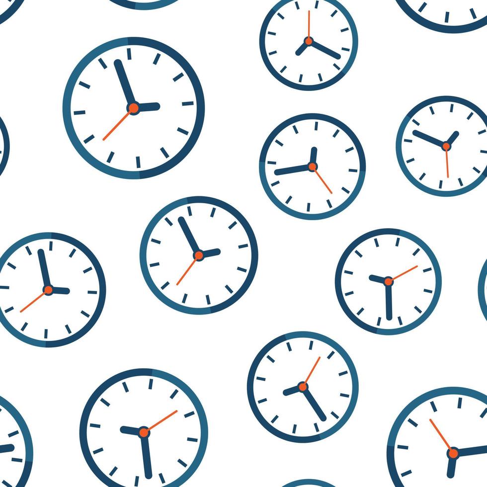 Clock sign icon seamless pattern background. Time management vector illustration on white isolated background. Timer business concept.