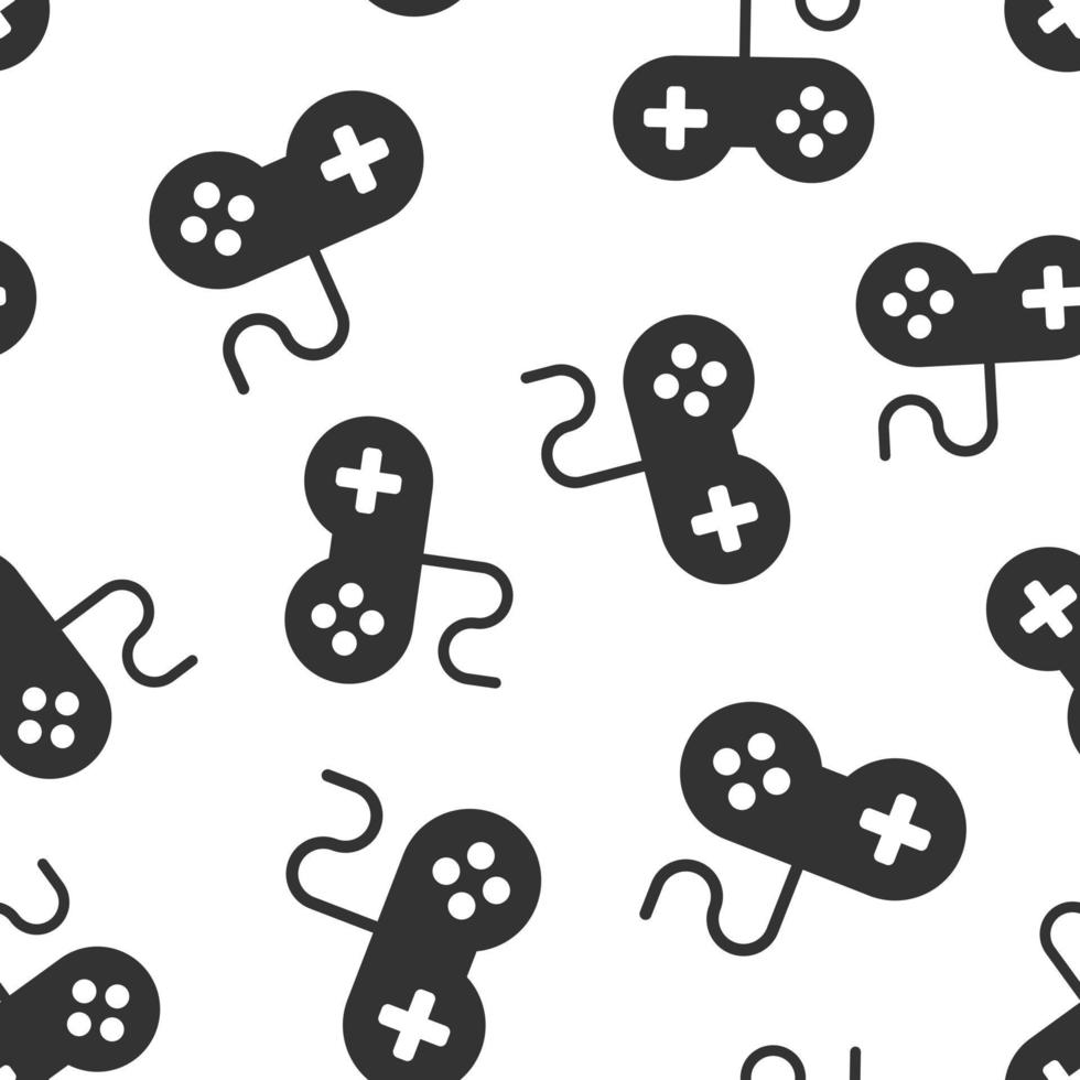 Joystick sign icon seamless pattern background. Gamepad vector illustration on white isolated background. Gaming console controller business concept.