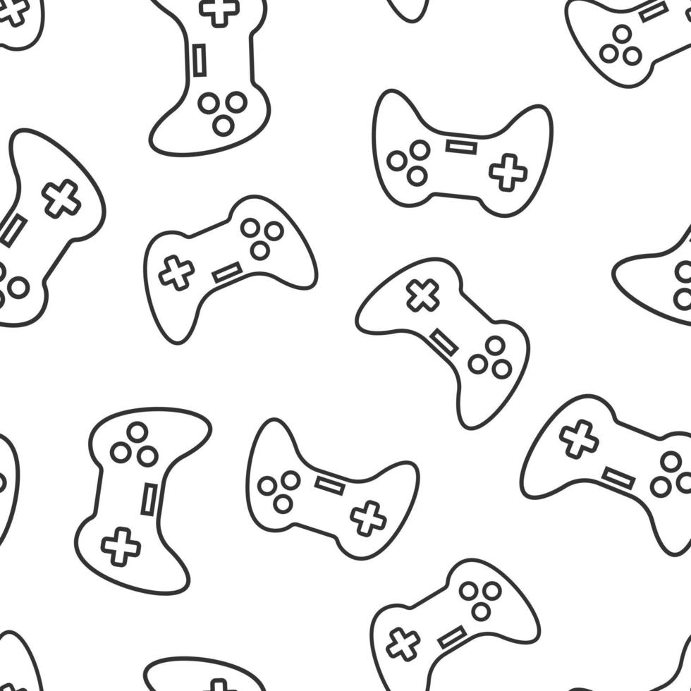 Joystick sign icon seamless pattern background. Gamepad vector illustration on white isolated background. Gaming console controller business concept.