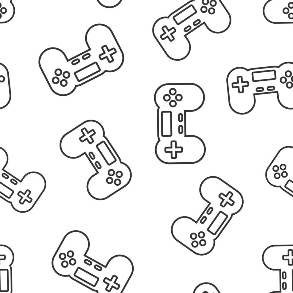 Joystick sign icon seamless pattern background. Gamepad vector illustration on white isolated background. Gaming console controller business concept.