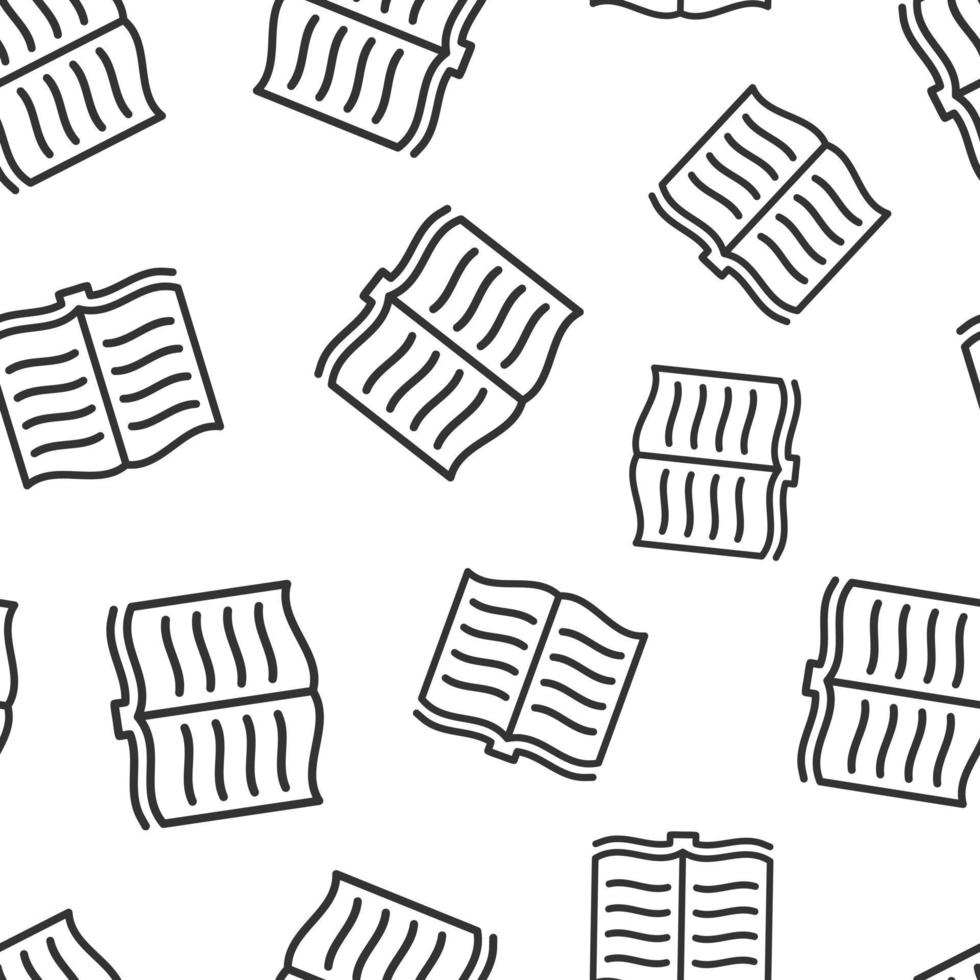 Open book icon seamless pattern background. Literature vector illustration on white isolated background. Library business concept.