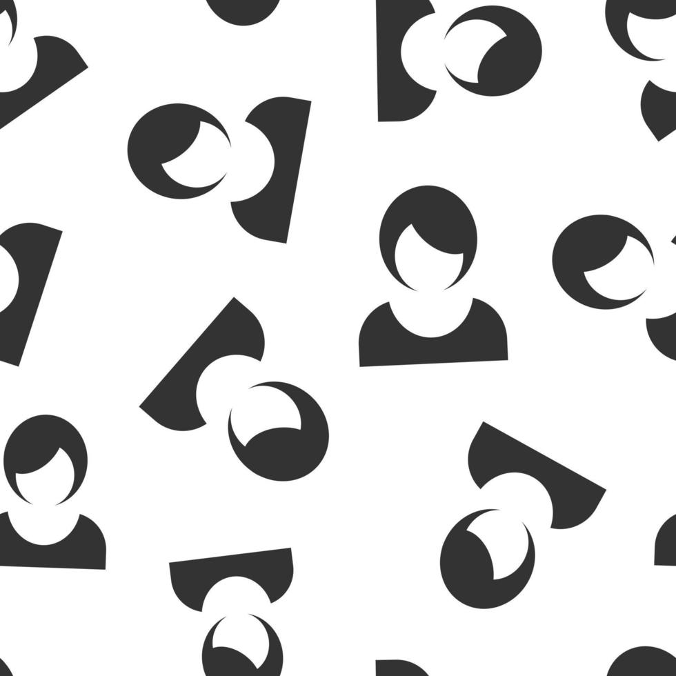 Woman sign icon seamless pattern background. Female avatar vector illustration on white isolated background. Girl face business concept.