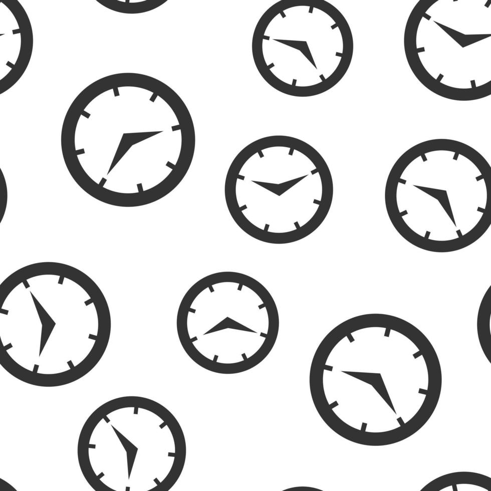 Real time icon seamless pattern background. Clock vector illustration on white isolated background. Watch business concept.