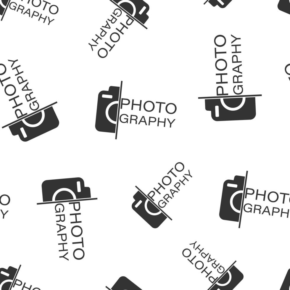 Camera device sign icon seamless pattern background. Photography vector illustration on white isolated background. Cam equipment business concept.