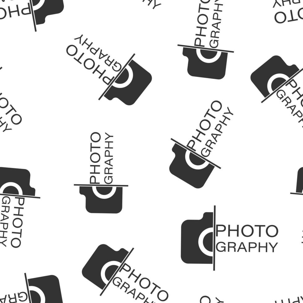 Camera device sign icon seamless pattern background. Photography vector illustration on white isolated background. Cam equipment business concept.