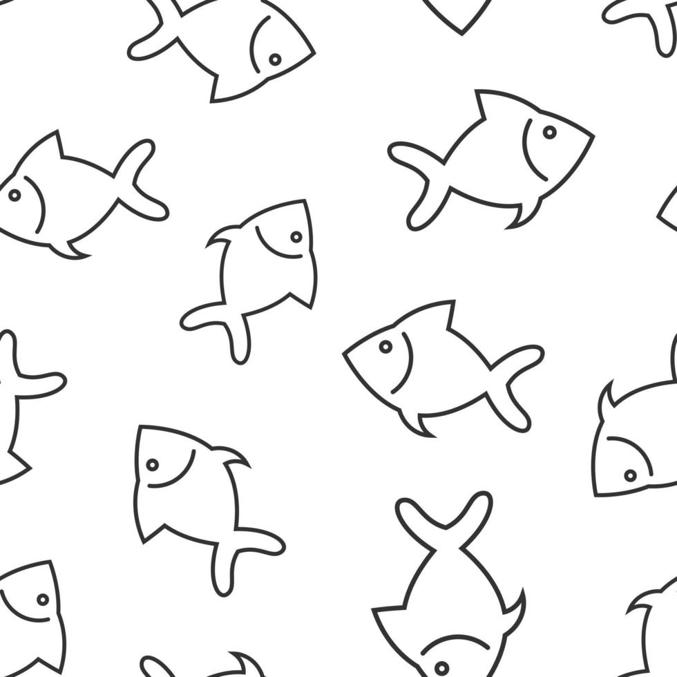 Fish sign icon seamless pattern background. Goldfish vector illustration on white isolated background. Seafood business concept.