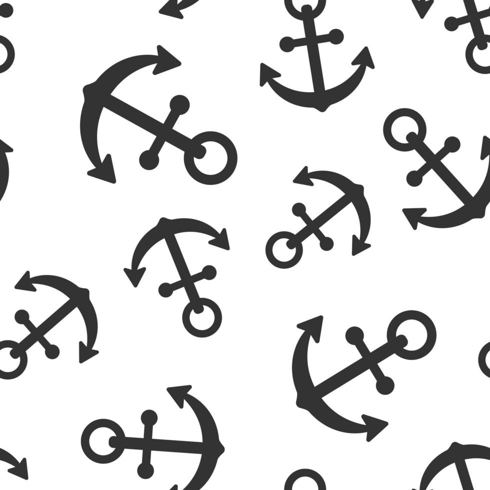 Boat anchor sign icon seamless pattern background. Maritime equipment vector illustration on white isolated background. Sea security business concept.