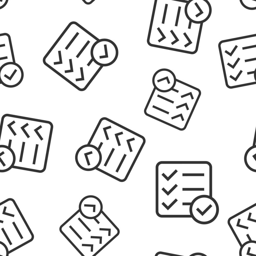 Checklist document sign icon seamless pattern background. Survey vector illustration on white isolated background. Check mark banner business concept.