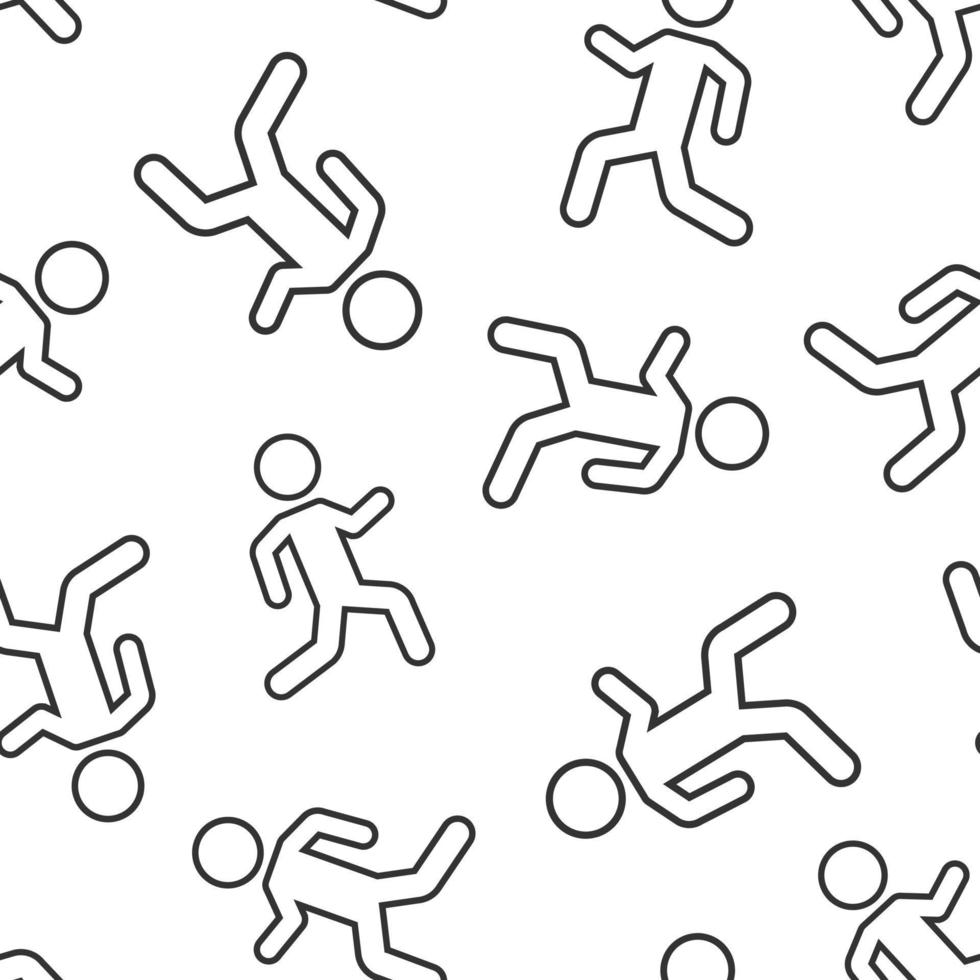 Running people sign icon seamless pattern background. Run silhouette vector illustration on white isolated background. Motion jogging business concept.