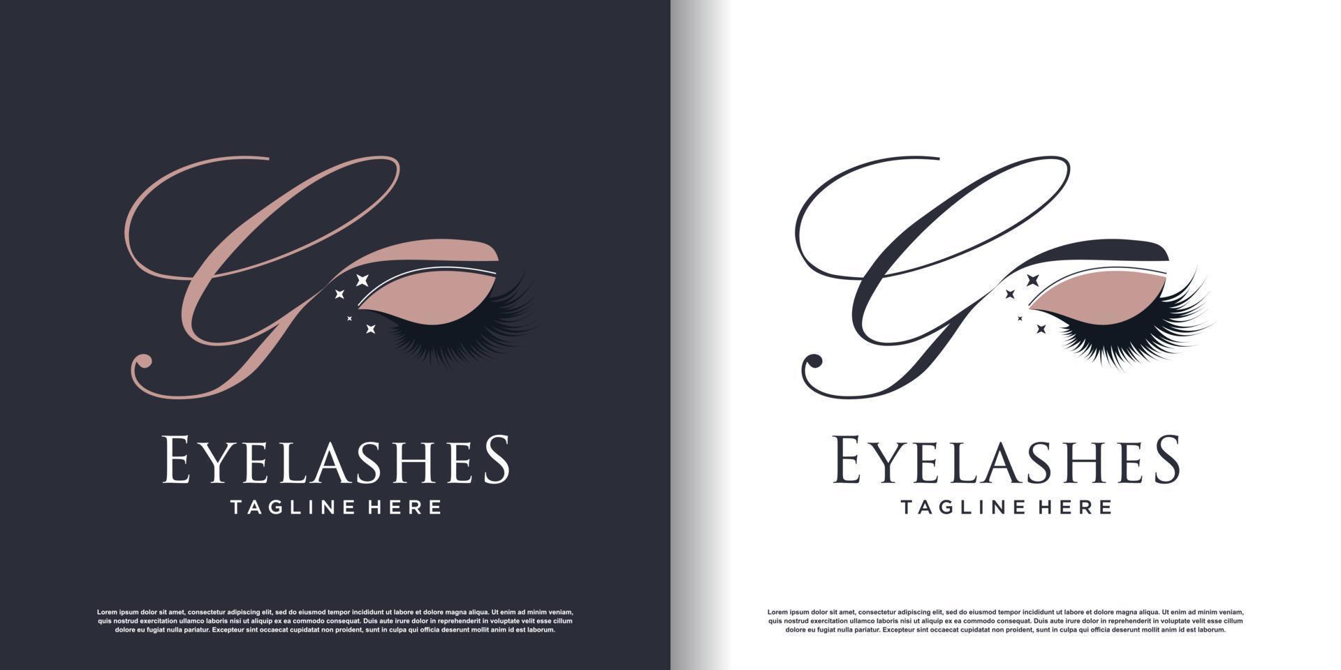 initial letter g logo design template with eyelash icon and creative concept premium vector
