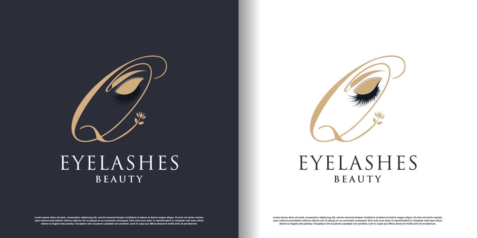 initial letter q logo design template with eyelash icon and creative concept premium vector