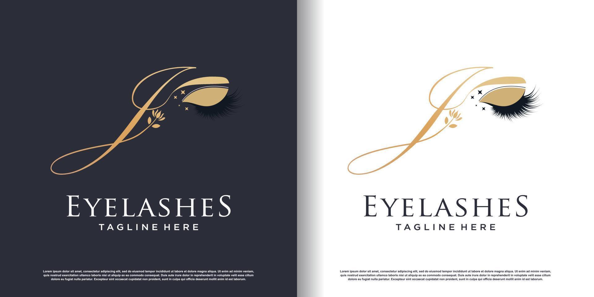 initial letter j logo design template with eyelash icon and creative concept premium vector