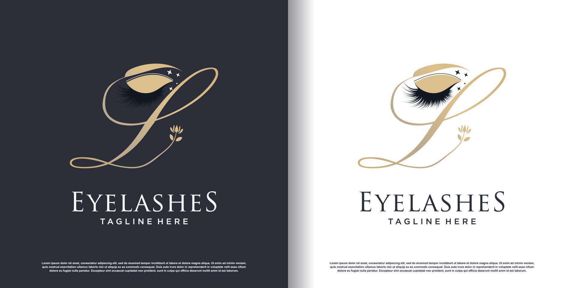 initial letter l logo design template with eyelash icon and creative concept premium vector