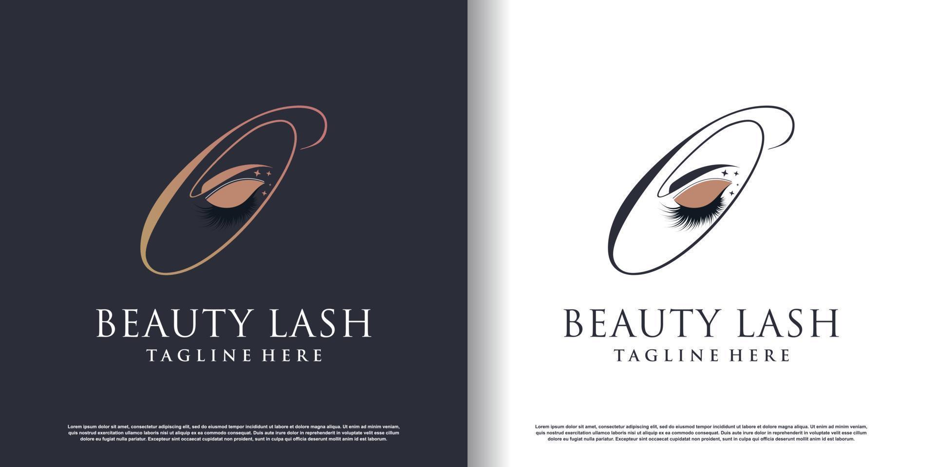 initial letter o logo design template with eyelash icon and creative concept premium vector