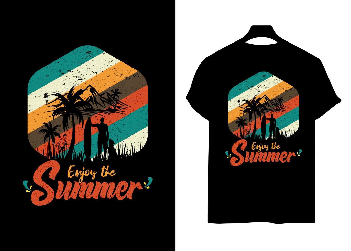 Enjoy the Summer vacation retro t-shirt design vector