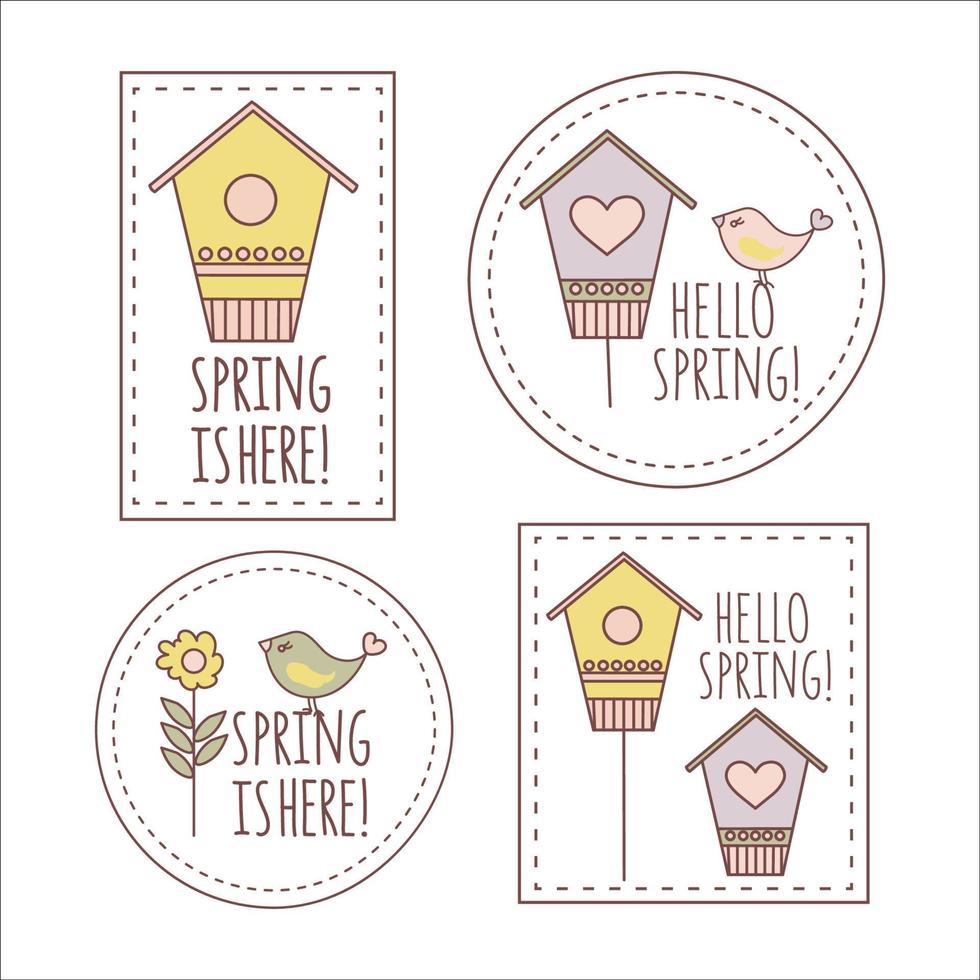 SPRING LABELS Business Cartoon Clip Art Vector Illustration Set