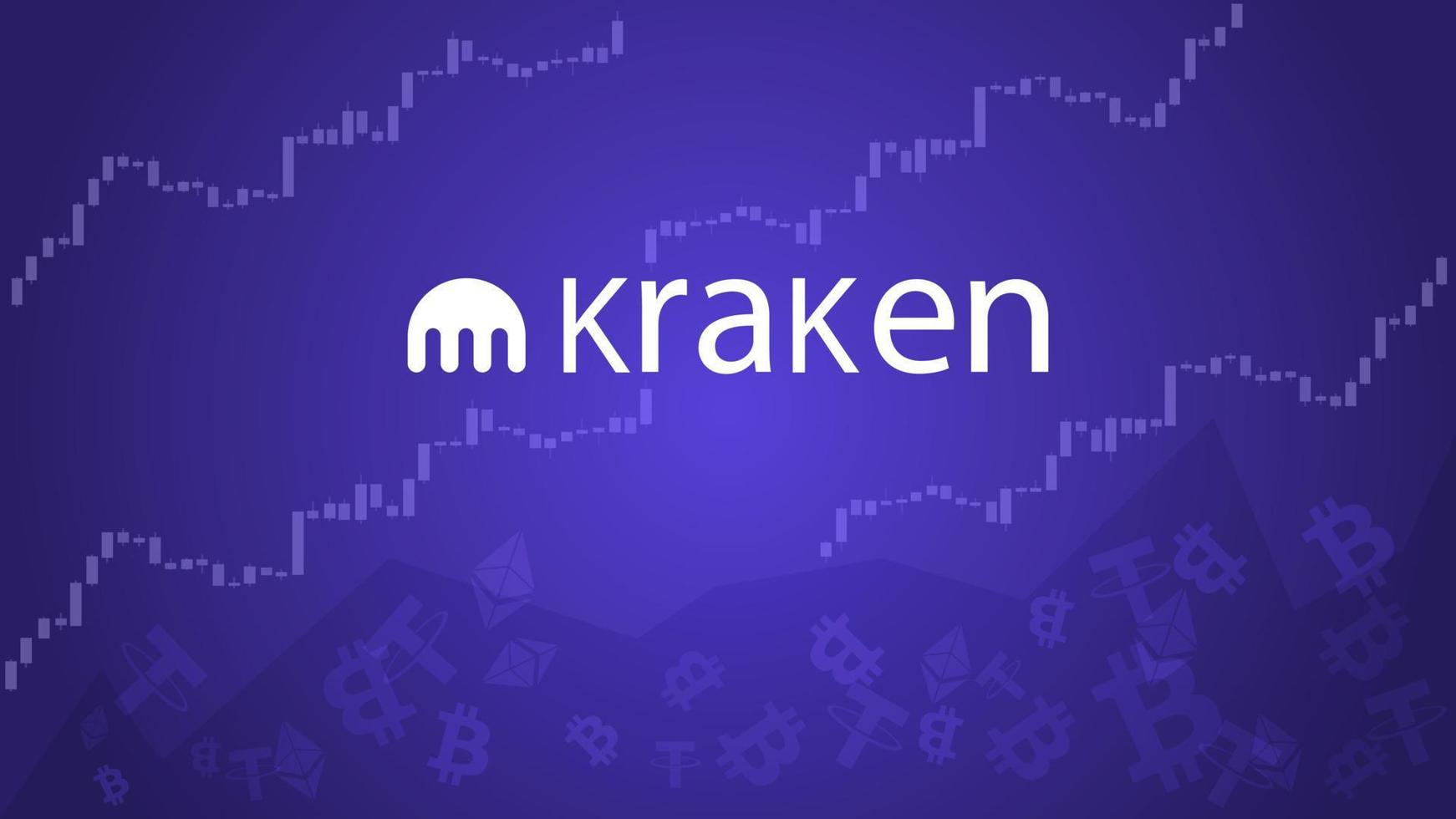 kraken criptomoneda valores mercado nombre con logo en resumen digital antecedentes. cripto valores intercambiar para Noticias y medios de comunicación. vector eps10.