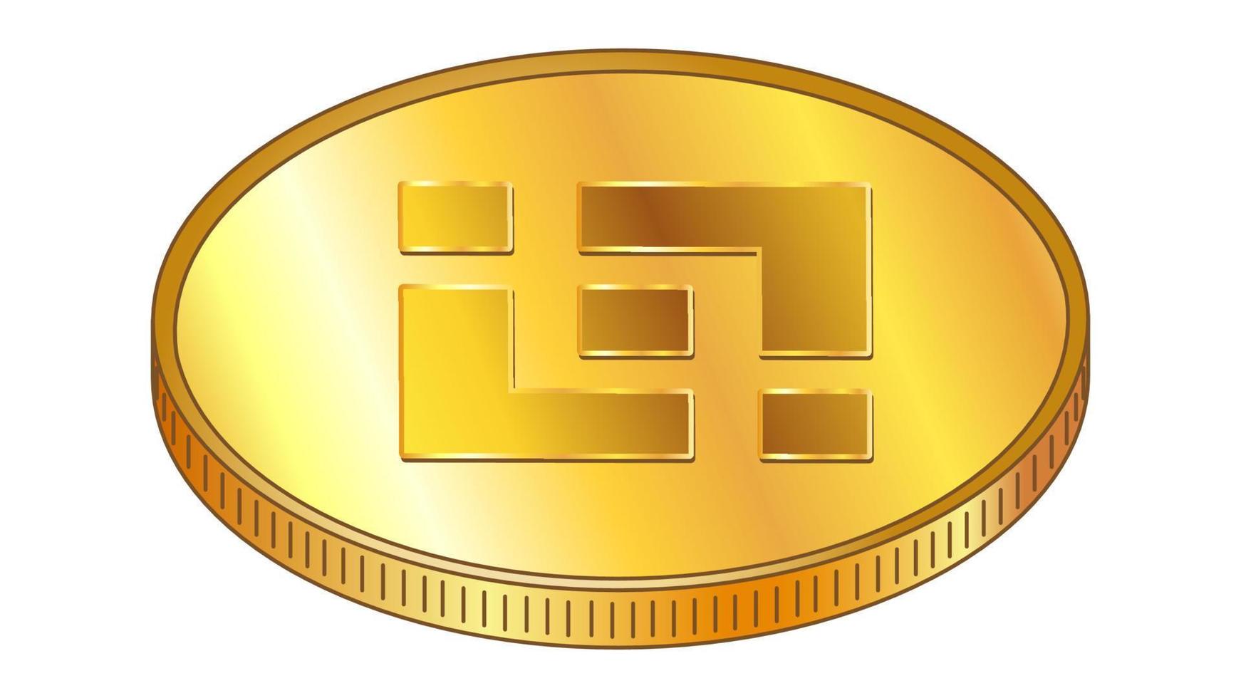 Gold coin Binance Coin BNB in isometric top view isolated on white. Vector design element.