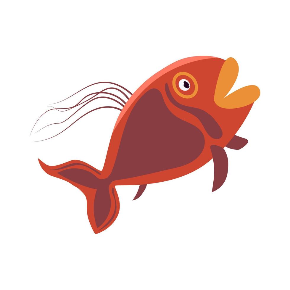 rojo pescado con grande labios aislado en blanco. flexible Delgado aletas vector eps10.