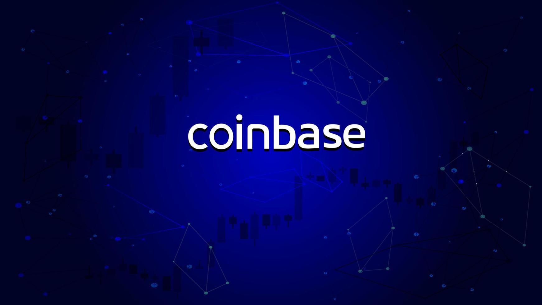 Coinbase cryptocurrency stock market name on dark blue background. Crypto stock exchange banner for news and media. Vector illustration.