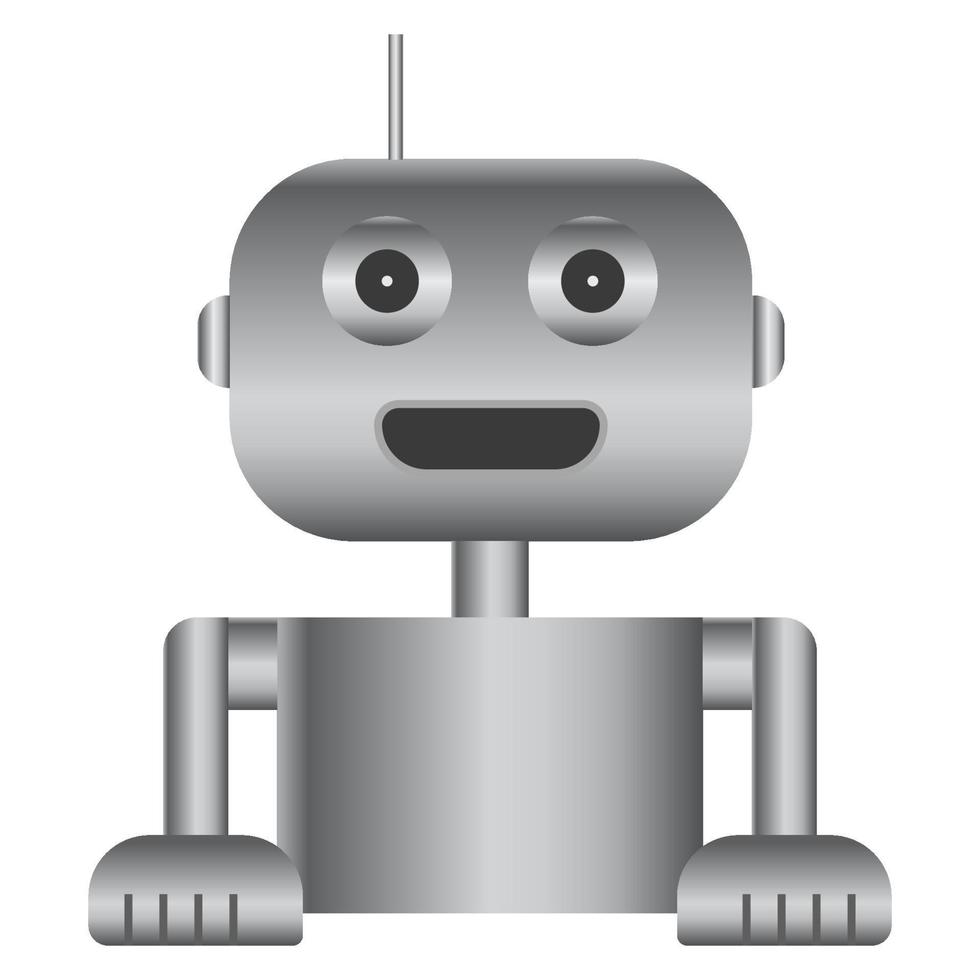 Top half of simple robot with gray gradient isolated on white. Droid icon. Vector illustration.