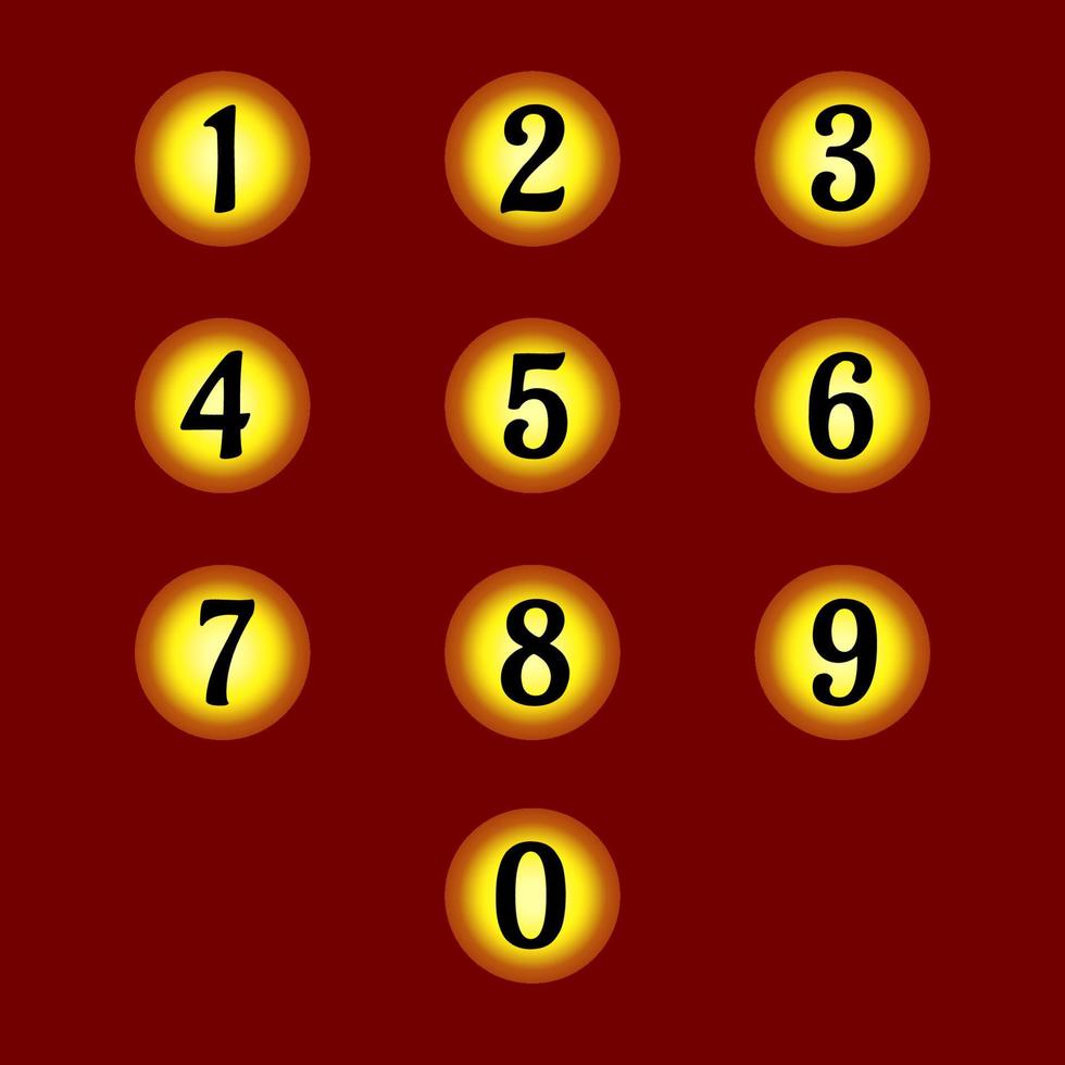 Set of individual numbers on gold circles. For expensive design banners, cards and sites. Vector. vector