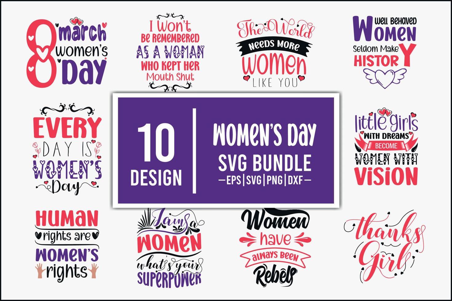 Women's day SVG Bundle. Women's day T-shirt Design Bundle for svg cut file vector