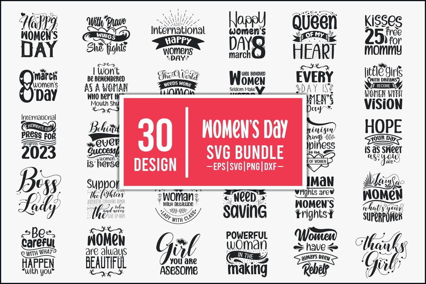 Women's day SVG  t shirt bundle, A set of women's day t-shirt design vector