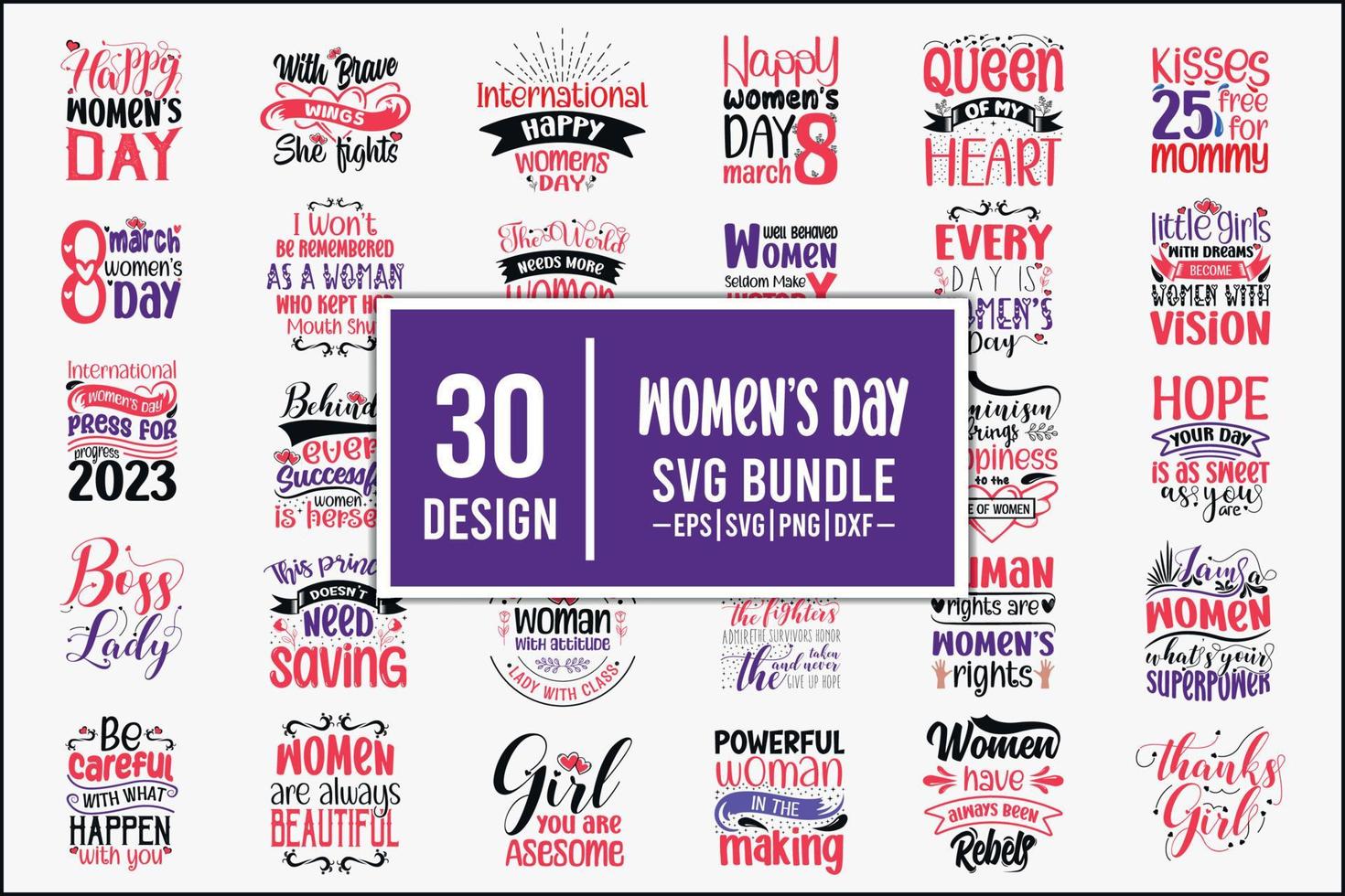 Women's day SVG Bundle. Women's day T-shirt Design Bundle for svg cut file vector