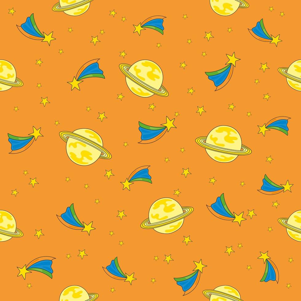 SPACE PLANET Galaxy Vector Illustration Seamless Pattern