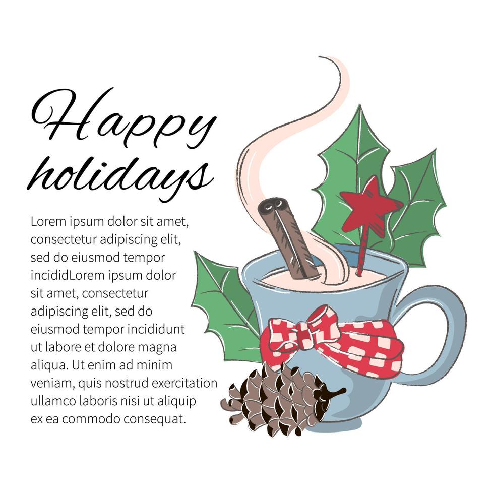 invierno taza Navidad caliente bebida dibujos animados vector ilustración conjunto