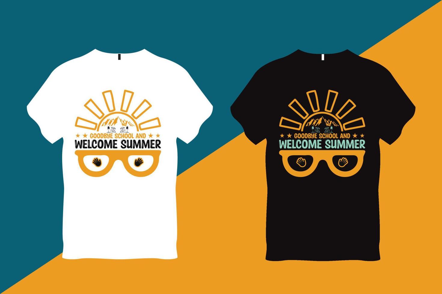 Goodbye School and Welcome Summer Summer Beach Quote Typography t Shirt Design vector