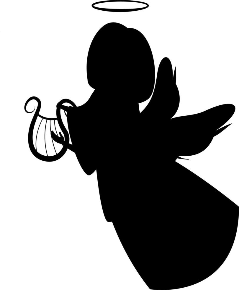 Silhouette guardian angel girl. vector