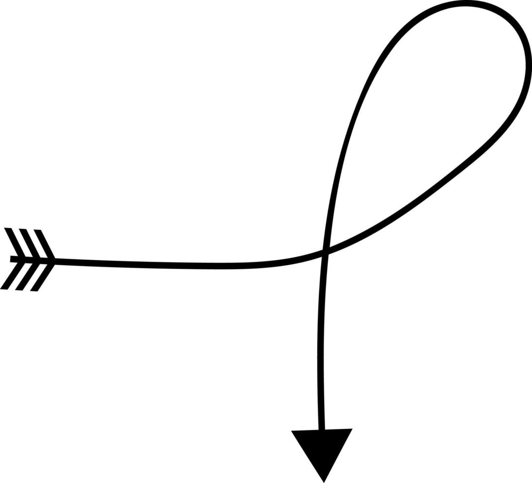 The arrow indicates the direction drawn by hand. vector