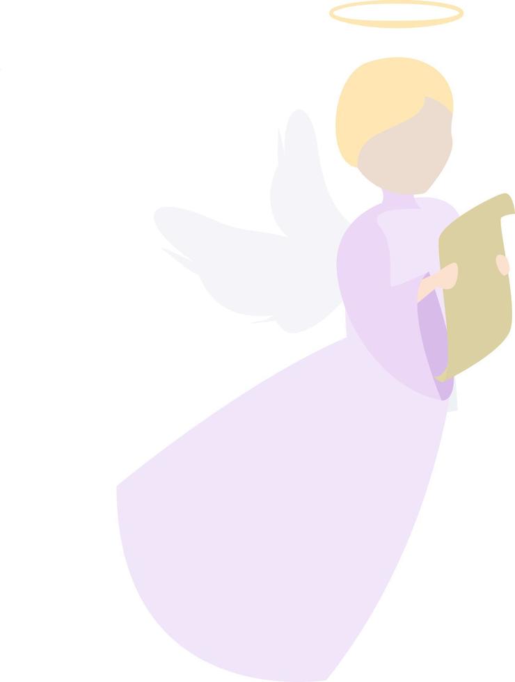Guardian angel girl reads a prayer. vector