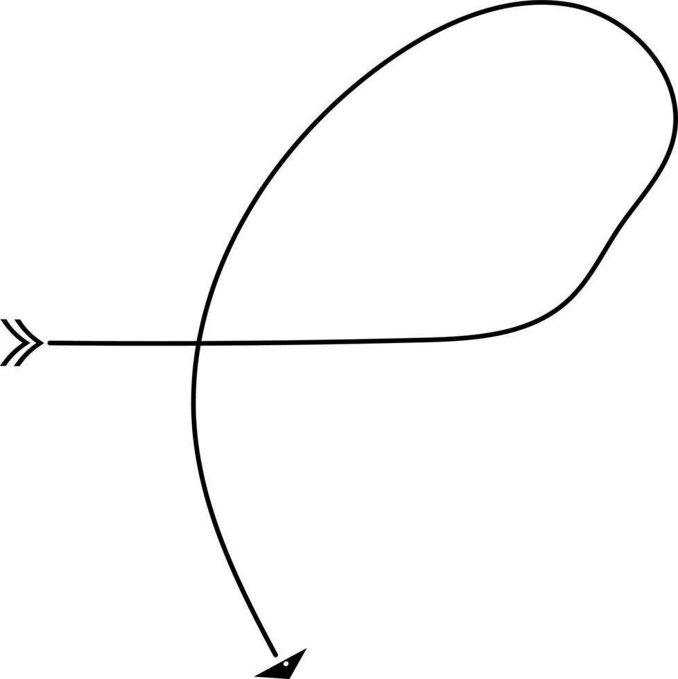 The arrow indicates the direction drawn by hand. vector