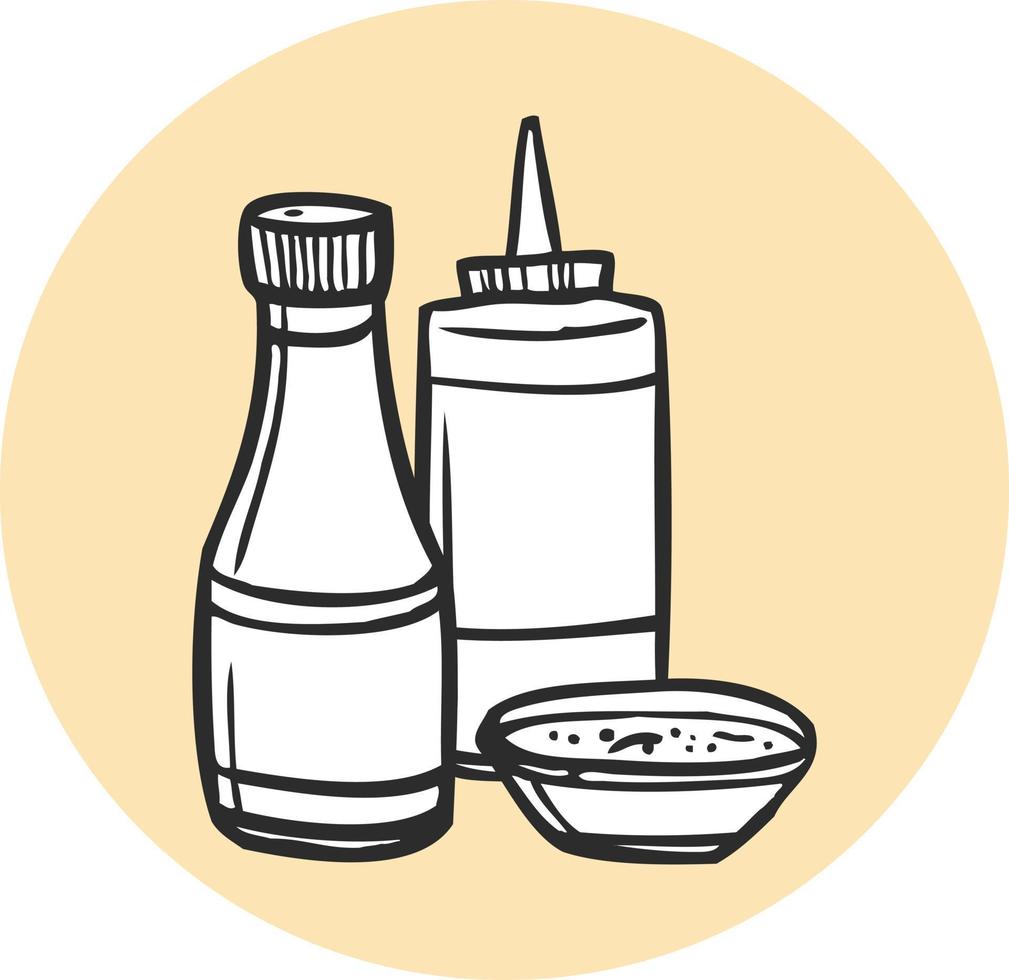 un conjunto de salsas para alimento. vector