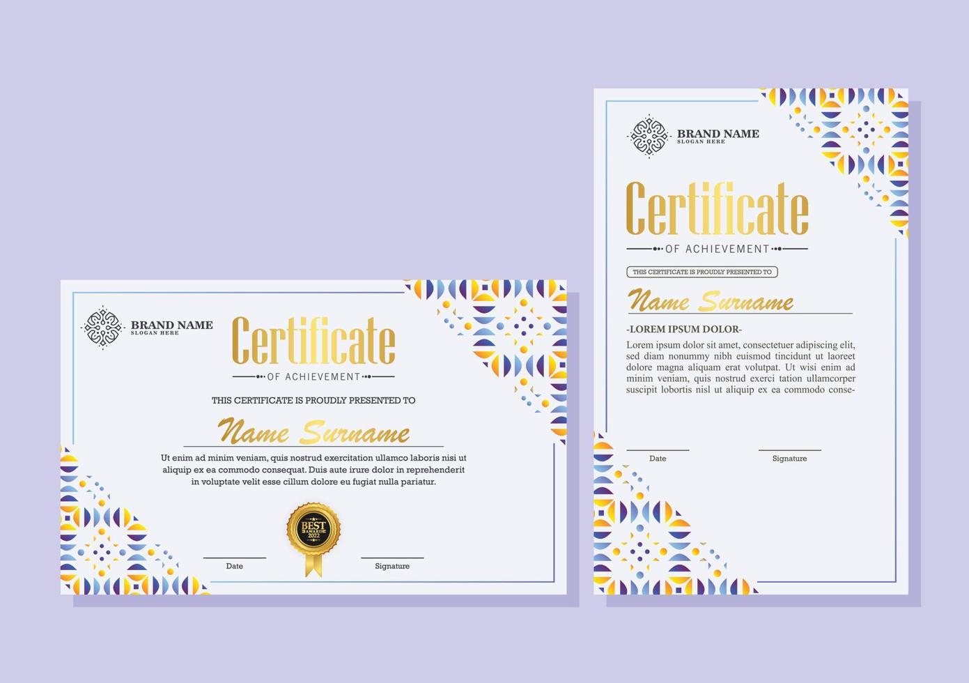 Achievement certificate best award diploma vector